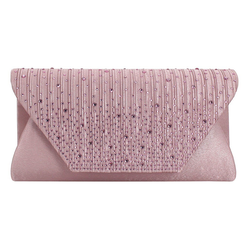 Ladies Satin Clutches Evening Bags Crystal Bling Handbags Wedding Party Purse Envelope Womens Bags Wallet Clutch Bag: Watermelon Red