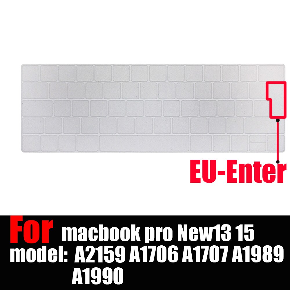 Toetsenbord Cover Voor Mac Book Pro13 15 Met Touch Bar A2159 A1706 A1707 A1989 A1990 Laptop Keyboard Covers Gradiënt Toetsenbord film: Clear EU version