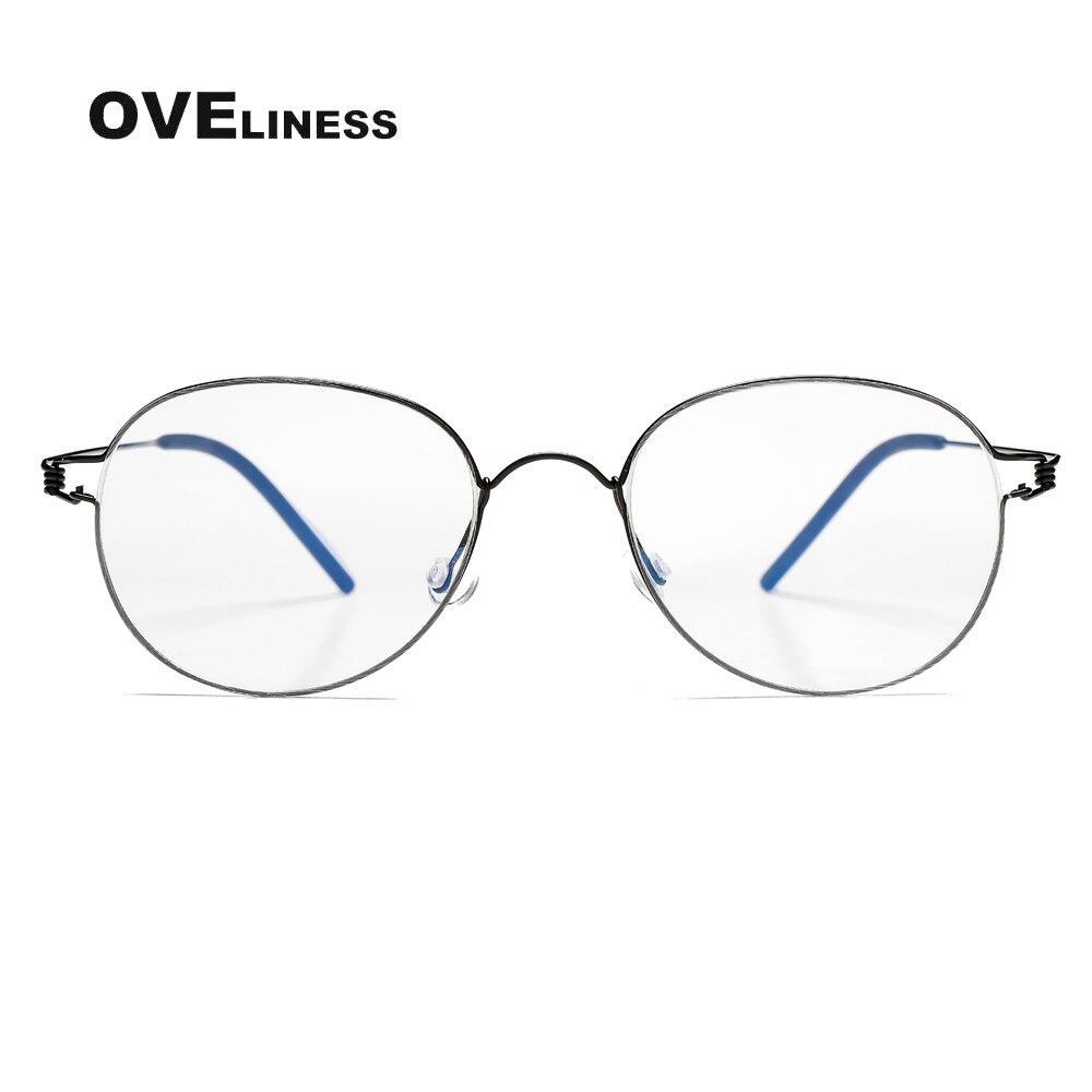 Titanium eyeglasses frames Round eye glasses frame men women Retro Optical Myopia Prescription glasses Korean Spectacles eyewear: black