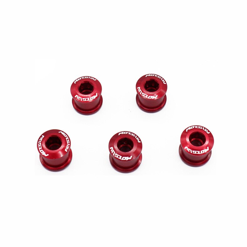 5Pcs Mtb Fiets Kettingwiel Schroeven Fietsen Kettingblad Wielbout Legering 7075 4.9Mm/6.4Mm Racefiets Disc schroeven Voor Crankstel Onderdelen: Red / 4.9mm