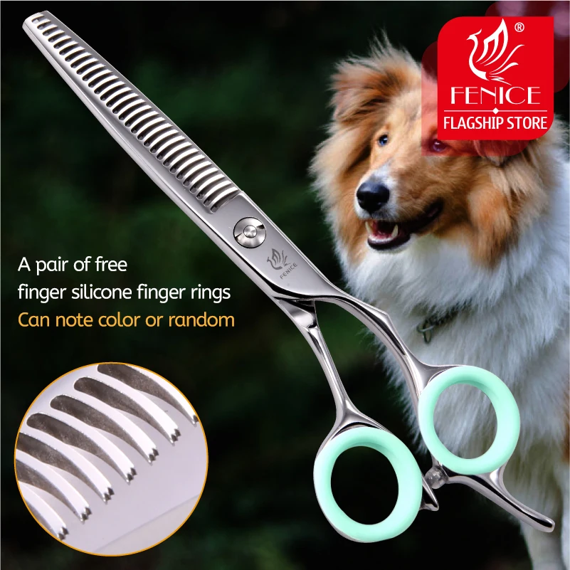 Fenice Professionele Japan 440c 6.5/7.0 inch hond verzorging dunner schaar getande mes schaar dunner tarief ongeveer 35%