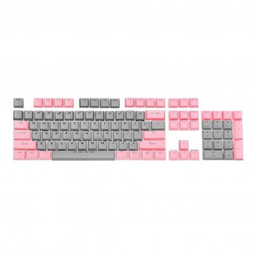 104Pcs Wear-resistant Backlight Key Caps Replacement Kit for Mechanical Keyboard 104 Keys Replacement Button for Gamer Keyboard: Pink Grey