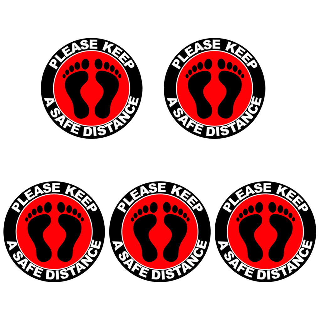Social Distancing Floor Decal Stickers - Anti-Slip Safety Floor Sign Marker - Stand Here Keep Distance Round(5 Pack): Style2