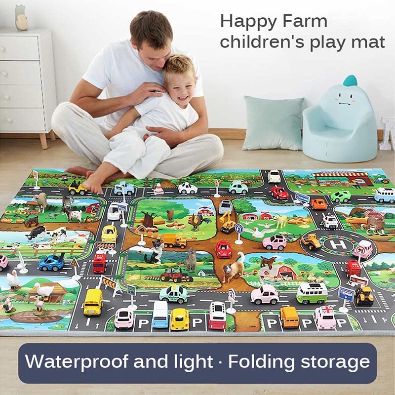 Barneteppe utviklingsmatte eva skum baby lekematte leker for barn matte lekematte gåter tepper bil spor matte baby treningsmatte