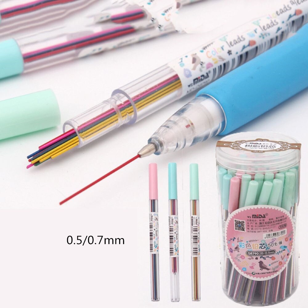15 Teile/schachtel 0.5/0,7mm Bunte Blei 2B Mechanische Bleistift Minen Kunst Skizze Zeichnung Blei Diy Zeichnung Schreiben Liefert