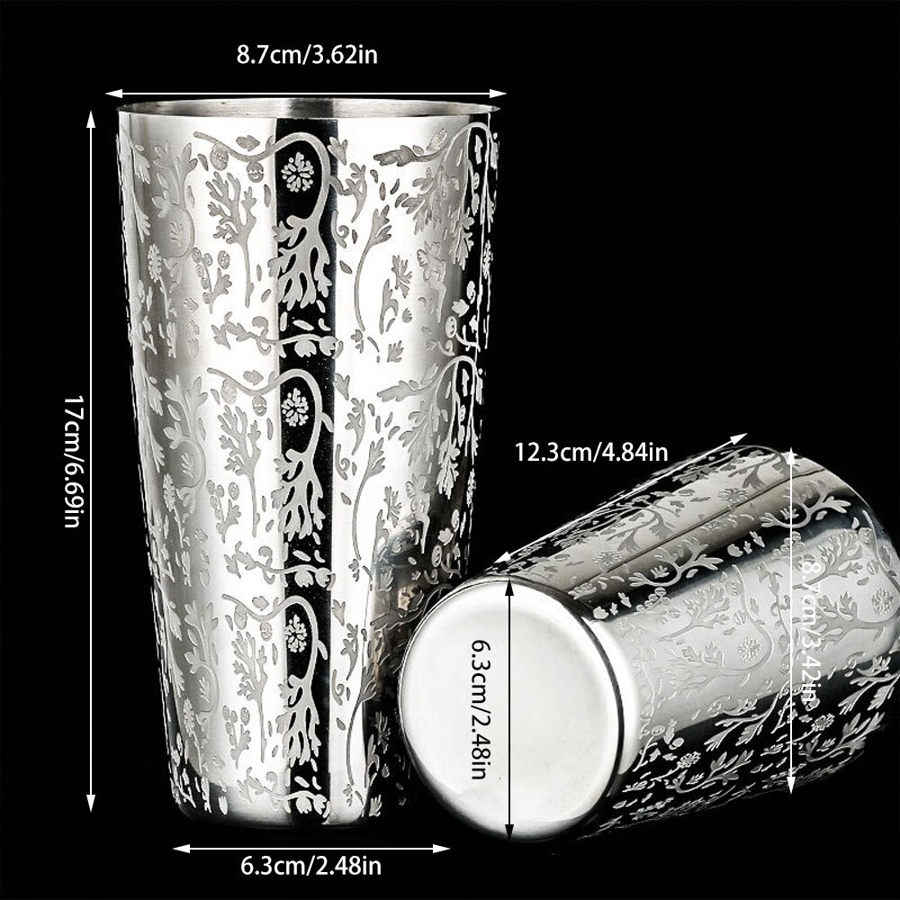 Unweighted Boston Cocktail Shaker Bar Shaker With Etched Pattern Bar Cocktail Shaker Tin Set - 800ml &amp; 500ml