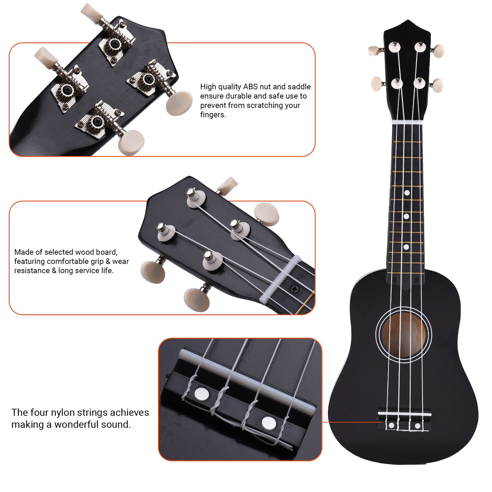 Muslady-ukelele de 4 cuerdas de 21 pulgadas, instrumento Musical de madera, bajo, pequeño, para niños, color Beige