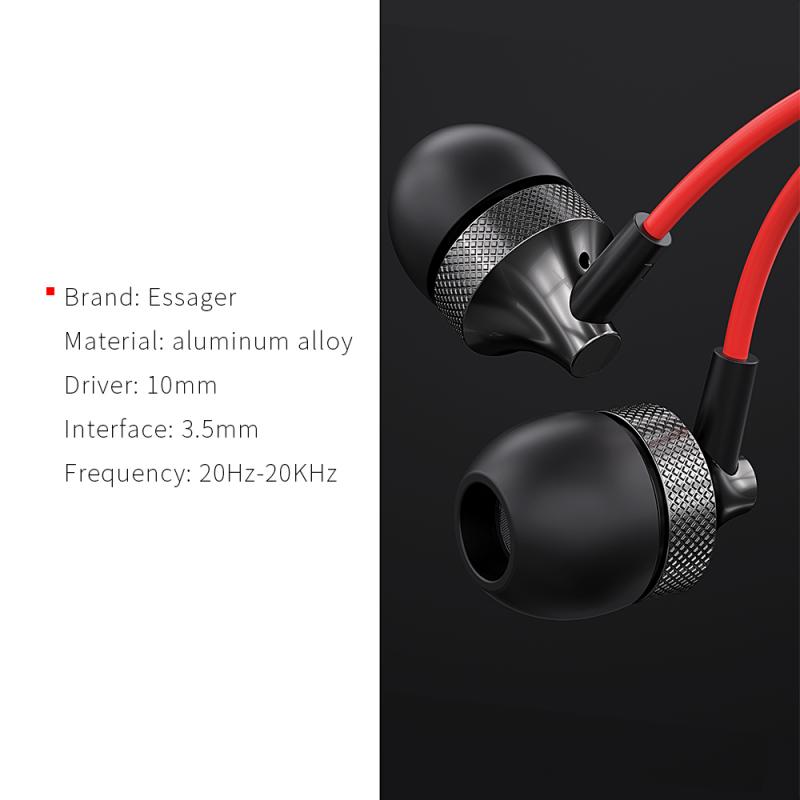 Essager Bedrade Headphonesfor Samsung Huawei Redmi Telefoon 3.5Mm Jack Koptelefoon Met Microfoon Oordopjes Oortelefoon Stereo Headset