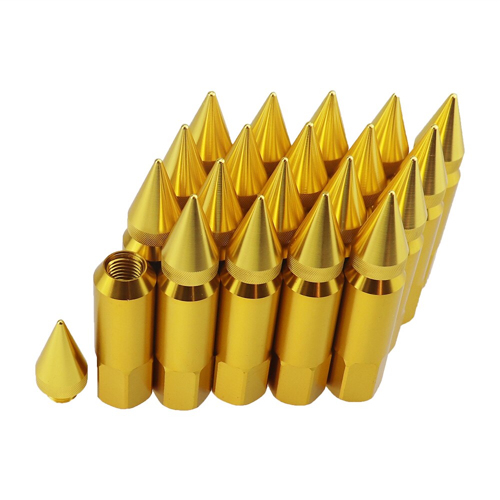Universal aluminium 20 stk / sæt 12 x 1.5 bil styling tunning 60mm udvidede tuner hjul fælge lug møtrikker racing jdm stil lglm 001: Guld