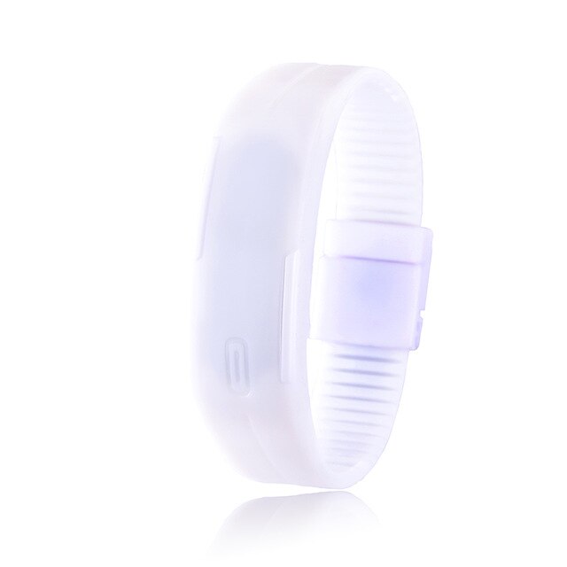 Reloj de mujer para hombre y mujer de Color caramelo, relojes de goma LED para niños, pulsera con fecha, reloj de pulsera deportivo Digital para estudiante,: white