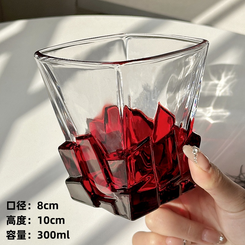 Space Gold Ice Cube Cup Artistic Sense Wine Glass Light Luxury Glass High-end Water Cup Whiskey Cup Juice Drink Cup: green