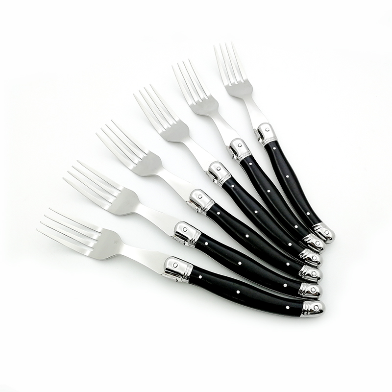 8'' Laguiole Steak Forks Stainless Steel Black Dinner Sets Cutlery Food Salad Dessert Fork Dinnerware Restaurant Kitchen Western