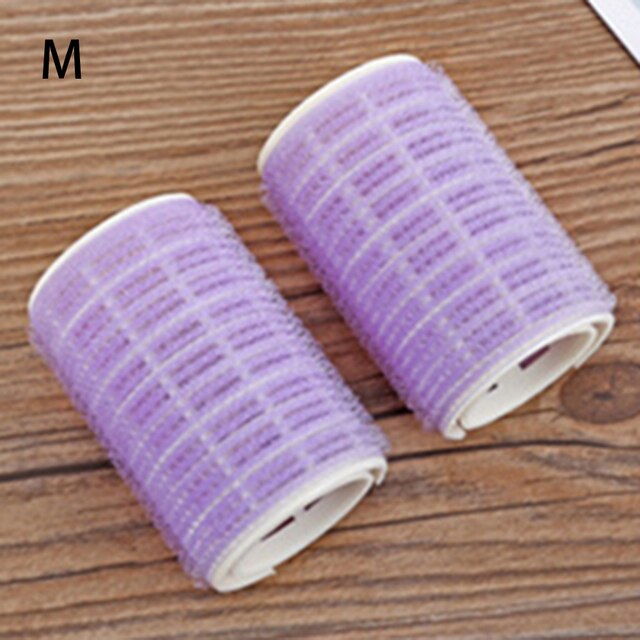 Flequillo de aire fijable, tubo rizador de plástico, plancha autoadhesiva mágica para rizar el cabello, figura perezosa, rizadores de pelo: Purple-M