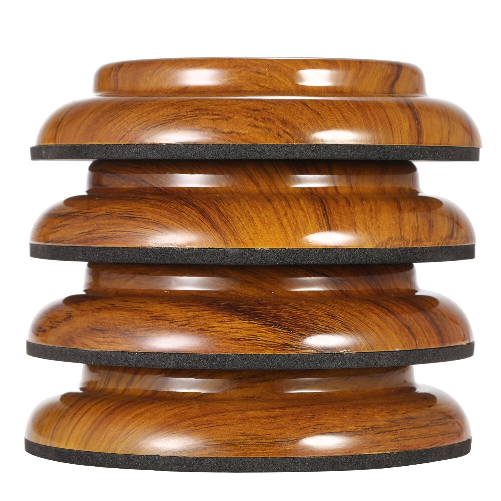 4 stuks ronde dubbele acryl staande piano wieltjes met palissandermotief en eva antislipmat