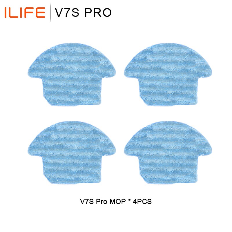 For Ilife V7S Robot Vacuum Cleaner Parts Roller Brush Side Brush Coth Mop HEPA Filter Ilife V7S Pro V7s V7s Plus V7 Accessories: 4 PC V7S PRO Mop