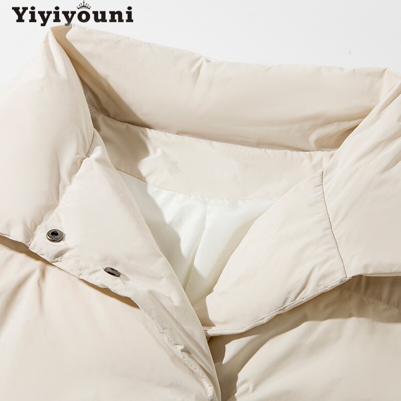 Yiyiyouni oversized cropped varma vinterjackor dam bomull vadderad parkas ytterkläder kvinnor solid casual tjocka jackor dam