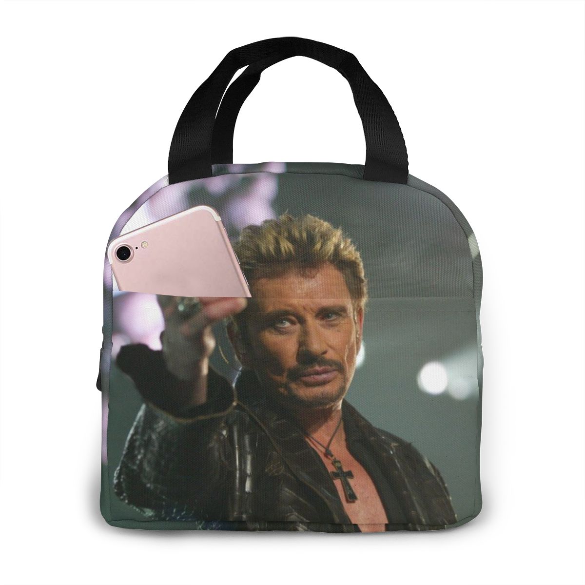Johnny Hallyday mittagessen tasche kid frauen isolierung tragbare wasserdichte picknick coole tasche frühstück schule wiederverwendbare lebensmittel tasche neue: Black4