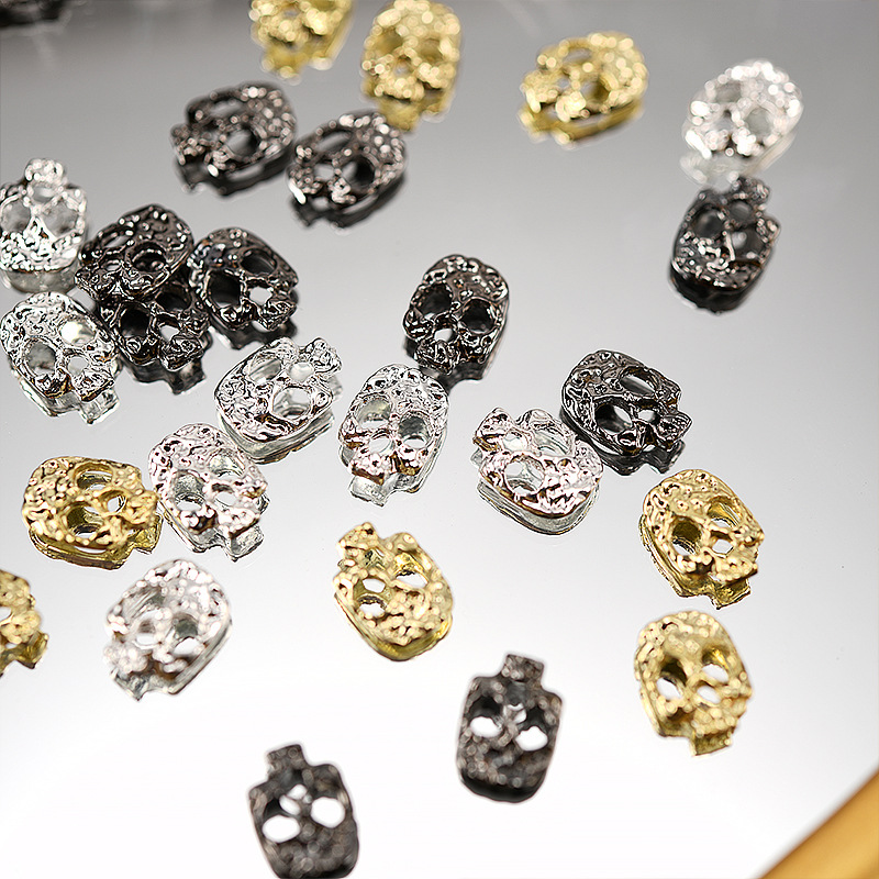 20 piezas para manicura de Halloween, dijes de Calavera, araña con diamantes de imitación, esqueleto Vintage de aleación de mano, joyería artesanal