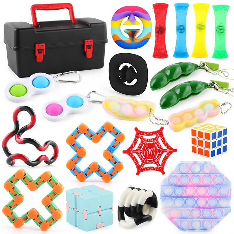 20 PCS decompressione fai da te Stress Fidget Relief Toy Set giocattoli educativi per bambini/regalo per adulti: Storage box set