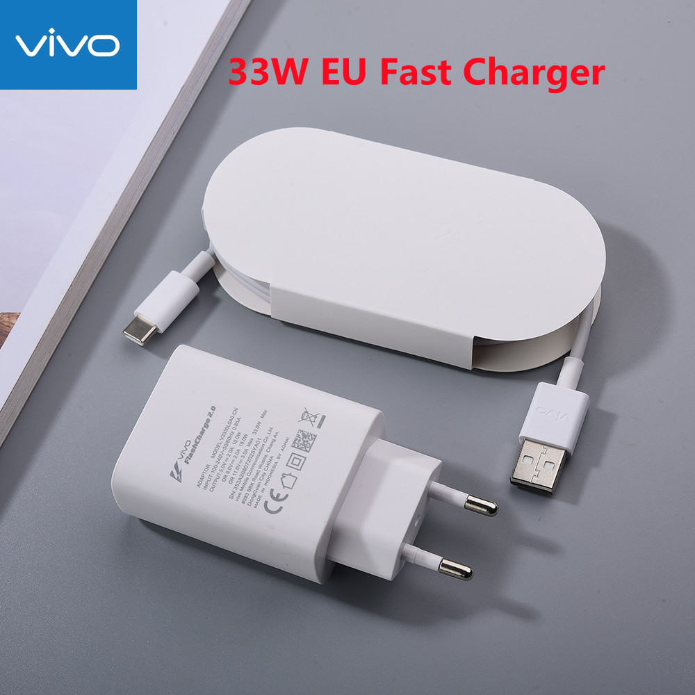 Original Vivo X50 Pro Charger 33W Flashcharge USB2.0 Power Adater 1M Type C Cable For S12 X70 X30 Pro S7 Huawei OPPO Smartphones