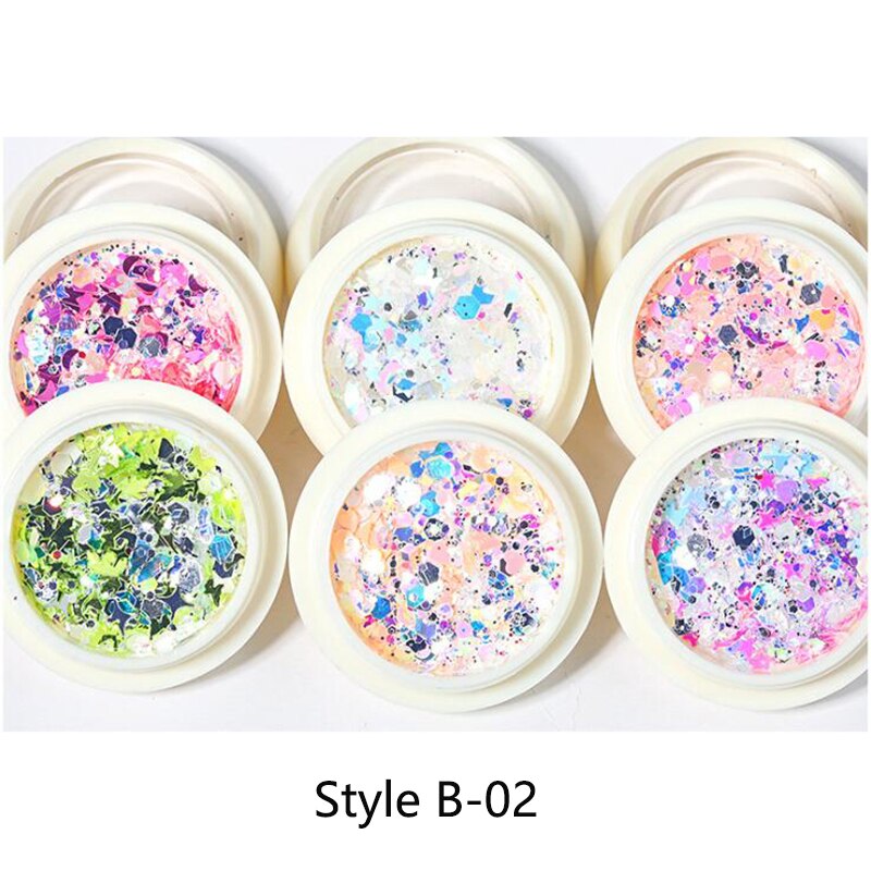 6 caixas Shinning Glitters Lantejoulas Conjuntos mistos: StyleB-02