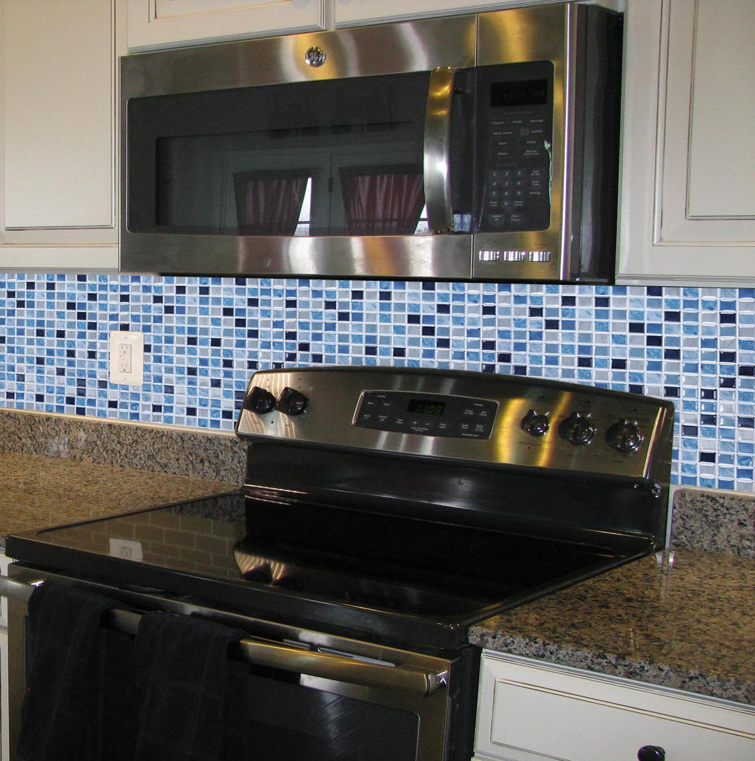 Peel and Stick Mosaic Tile for Kitchen and Bathroom Waterproof Wallpaper DIY Felxible Wall Tiles - 1 Sheet