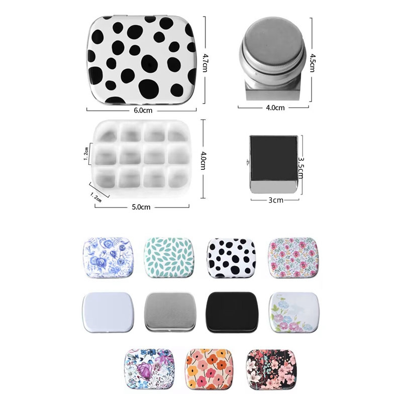 Lege 12 Raster Mini Aquarel Blikken Doos Draagbare Aquarel Verfpalet Reizen Schilderij Verfbak Kunstbenodigdheden