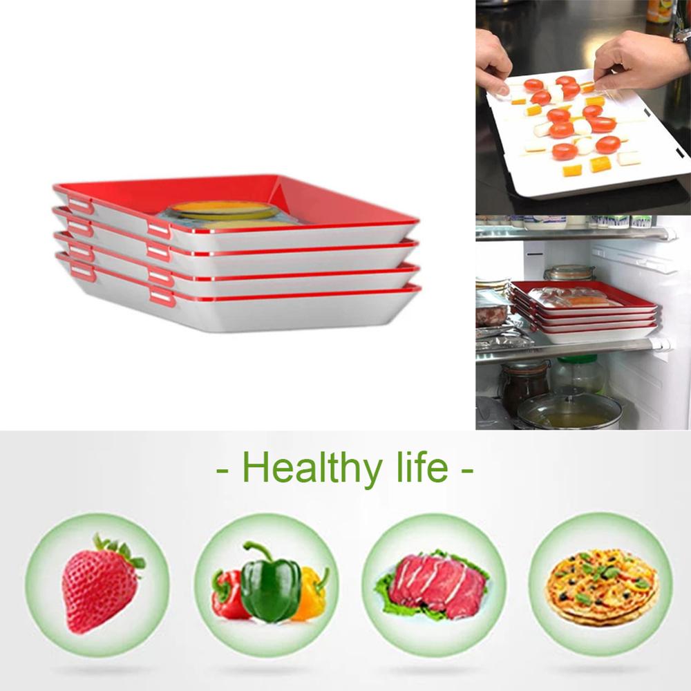 6 pièces plateau de conservation des aliments réfrigérateur plateau intelligent articles de cuisine créative conteneur de stockage