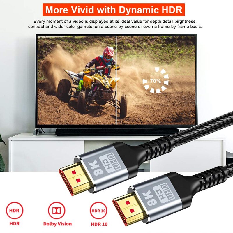 8k @ 60hz hdmi kaapeli hdmi 2.1 kaapeli 48 gbps optinen kuitu  ps5 ps4 hd tv box projektori audio video hd kaapeli 1m/1.5m/2m/3m/5m