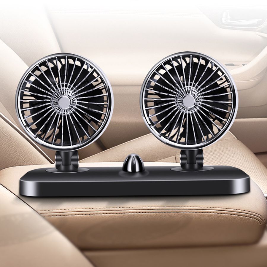 12V Universal Car Electric Fan Dual Head 180 Rotatable Auto Air Cooling Dashboard Mount Car Cooling Fan Arrivals
