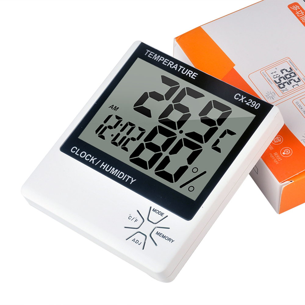 Praktische Indoor Thermometer Vochtigheid Gauge LCD Digitale Thermometer Hygrometer TAlarm Klok Thermo-Hygrometer