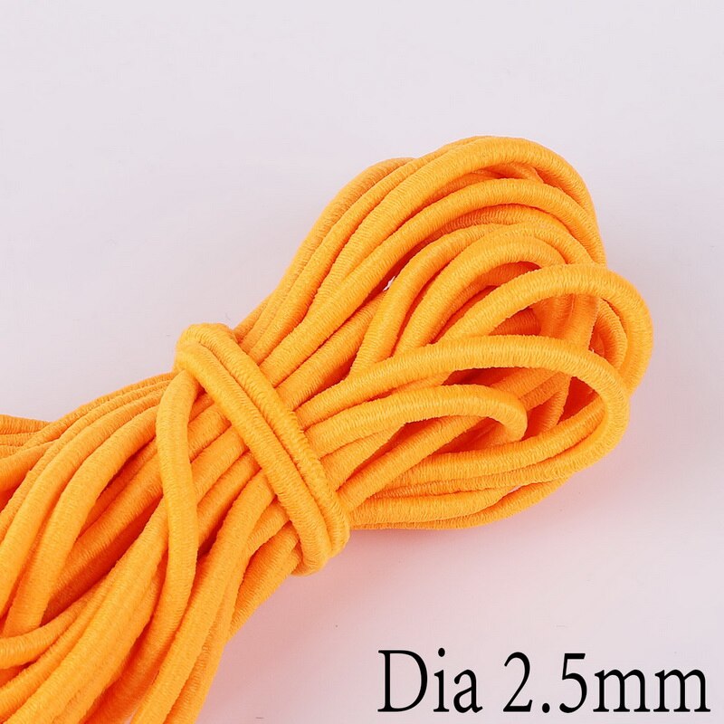 Cuerda elástica de 5 metros de largo, 2,5mm de ancho, banda de goma redonda colorida de , línea elástica para accesorios de costura artesanal: Orange