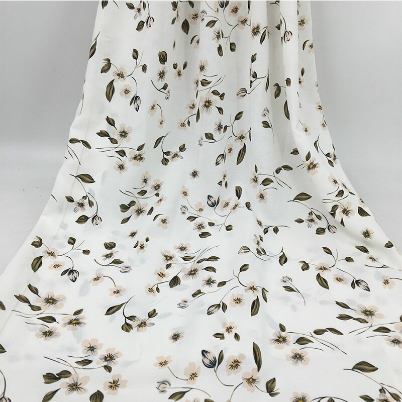 Blanco suave Floral tela raso estampado vestido camisas negro rojo rosa amarillo verde y azul oscuro por el metro 150cm de ancho: 1
