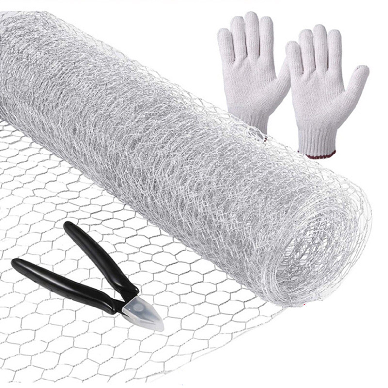 Galvanized Hexagonal Mesh Fench Lightweight Metal Barbed Wire Mesh DIY Project for Home Garden Courtyard: with tool