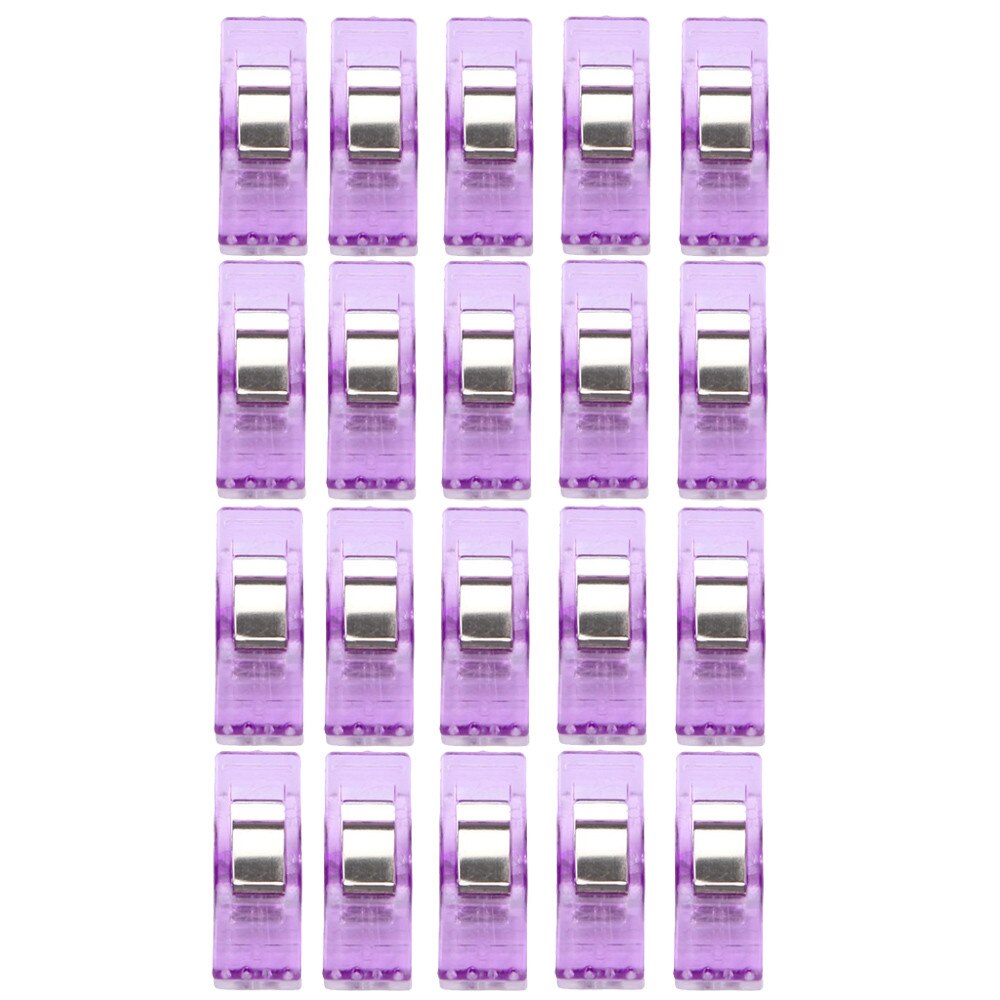 20Pcs/Set Sewing Craft Quilt Binding Plastic Clips Clamps Pack Clothespin Craft Decoration Clips Pegs: Purple