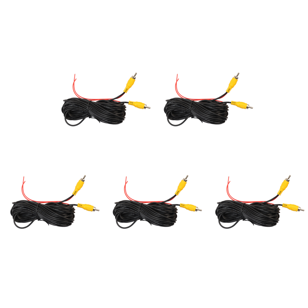 5/1PCS RCA Car Audio Cable Weatherproof RCA Male To Male Camera View Rear Video Cable with Detection Wire Auto Accessories: black