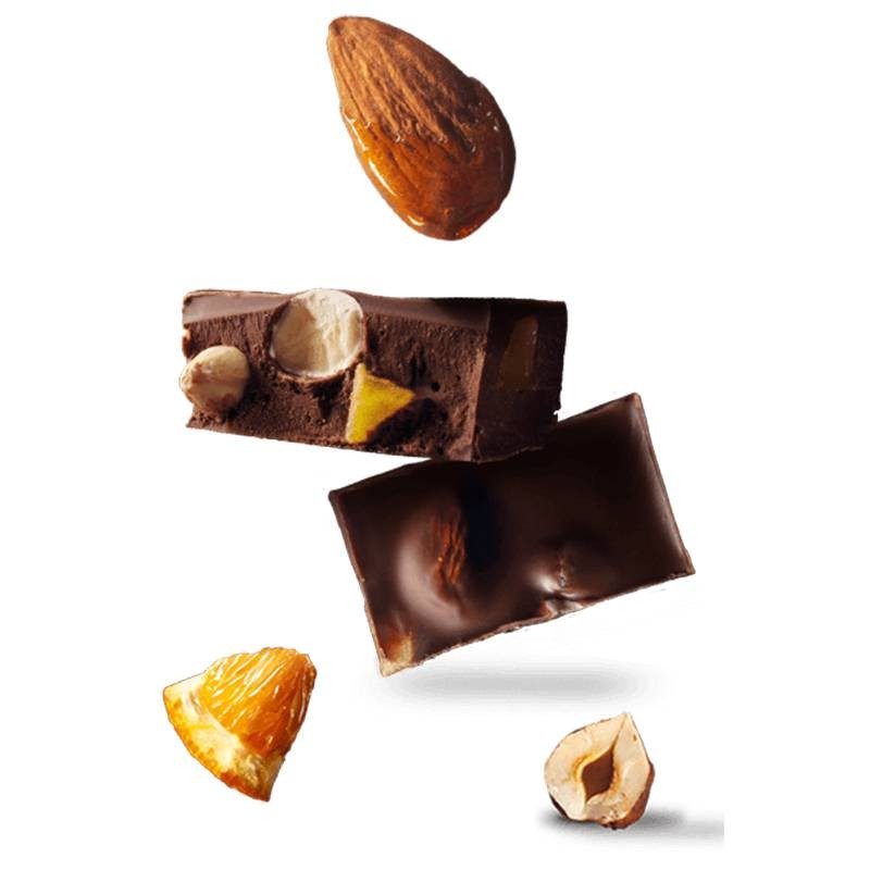 Chocolat noir aux amandes et Suchard Orange ROC, 180g
