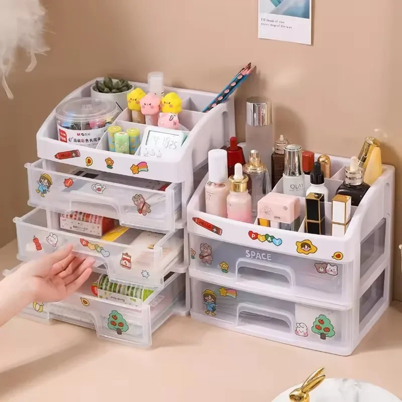 Drawer Makeup Organizer Large Capacity Plastic Makeup Storage Box Lipstick Holder Large Capacity Office Supplies Storage Box