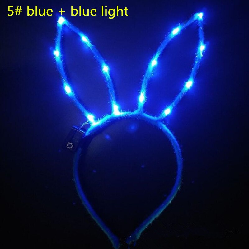 1 st kvinnor flicka långa kaninöron led blinkande pannband kanin öra lyser upp hårband glöd fest påsk: 5
