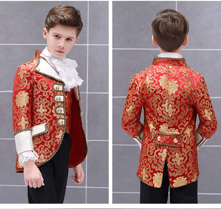 Vêtements de cour européenne rétro pour enfants, Costumes Prince charmant, tenue de soirée, de spectacle, de scène, de théâtre, veste et pantalon pour garçons