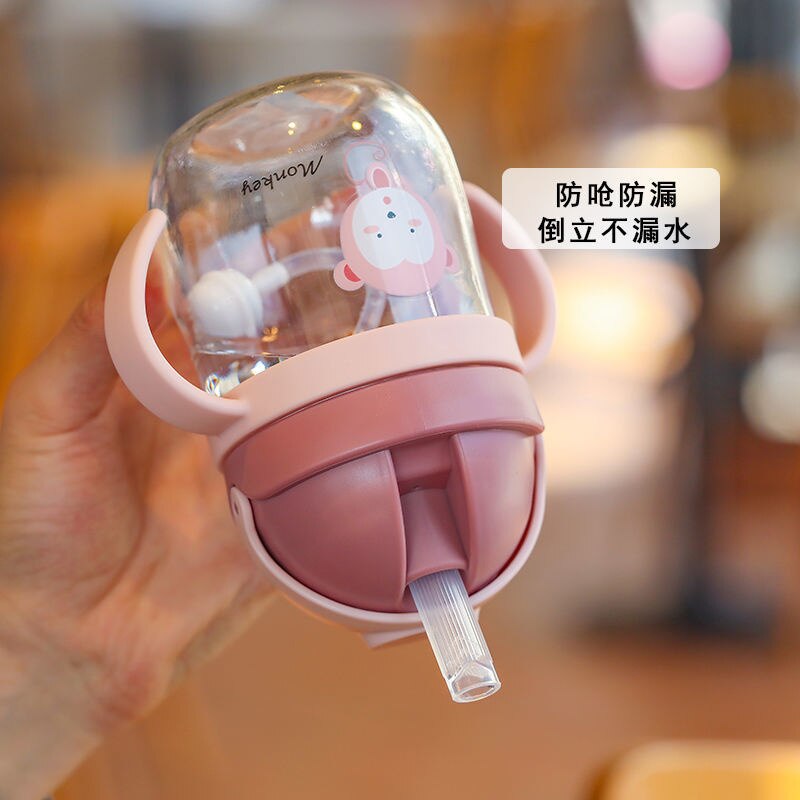 Biberons pour bébé, gobelet d&#39;alimentation avec boule de gravité en paille, gros calibre, pour enfants, pour boire du lait et de l&#39;eau, bouteille à double usage