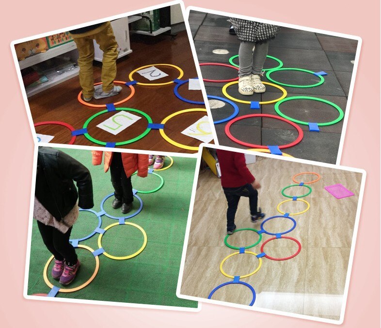 Jeu de bagues en plastique multicolores pour garçons et filles, anneaux et connecteurs pour usage intérieur ou extérieur, ensemble de jeu amusant
