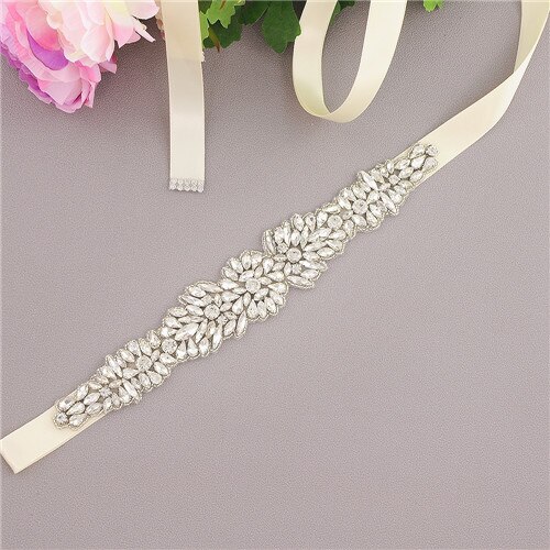 ZMS334 Hochzeit Gürtel Strass Gürtel Brautjungfer Gürtel Braut Gürtel Frauen Schärpe Gürtel Hochzeit Zubehör Gürtel für Abendkleider: Elfenbein