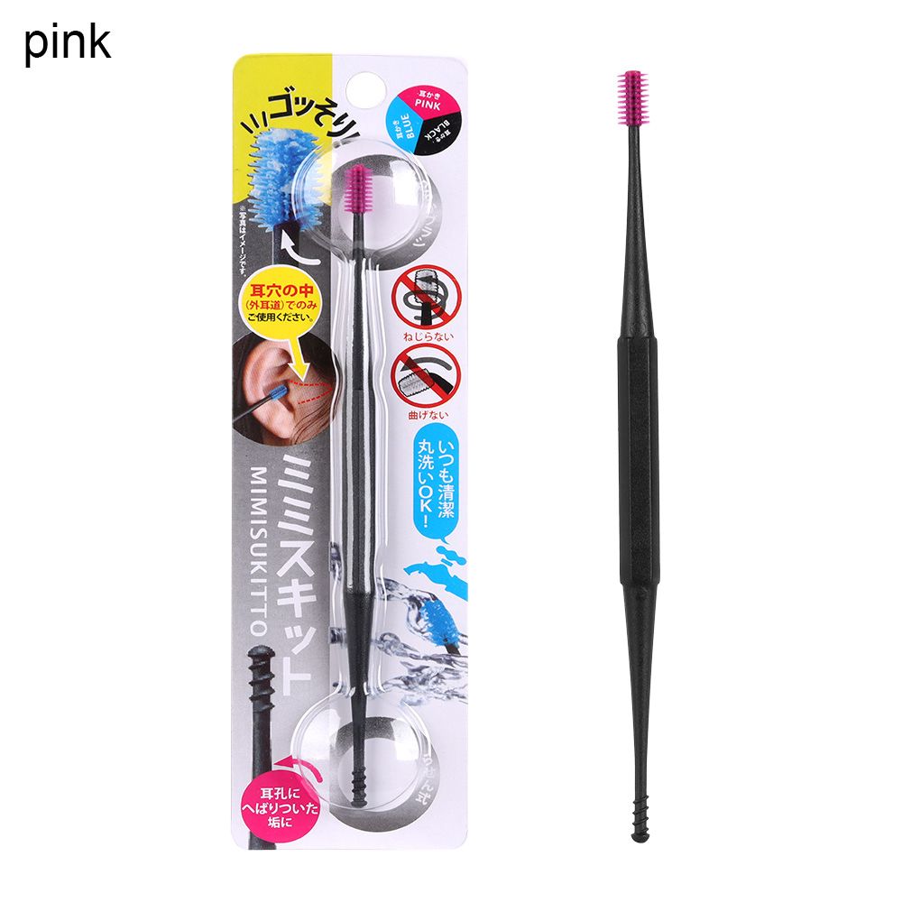 Oor Lepel Lepel Spiraal Oorreiniger Ear Wax Curette Siliconen Oor Pick Ear Wax Remover Double-Ended Earpick: pink