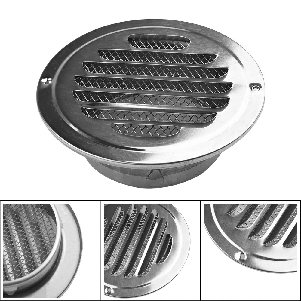 Roestvrij Staal Buitenmuur Air Vent Grille Ronde Ducting 80Mm/100Mm/120Mm/160Mm rvs Ronde Louvre Air Vent Air