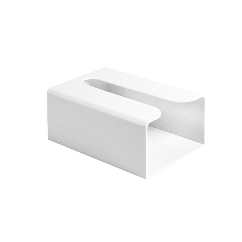 Enkel bærbar selvklæbende vævskasse indsæt vægmonteret papiropbevaringsboksholder organizer tissuekasse papirholder: Hvid