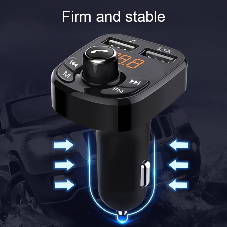 KEBIDU – Kit de chargeur de voiture, Bluetooth 5.0, transmetteur FM, double USB, Support de chargeur de téléphone USB Aux, lecture de musique FM, mains libres