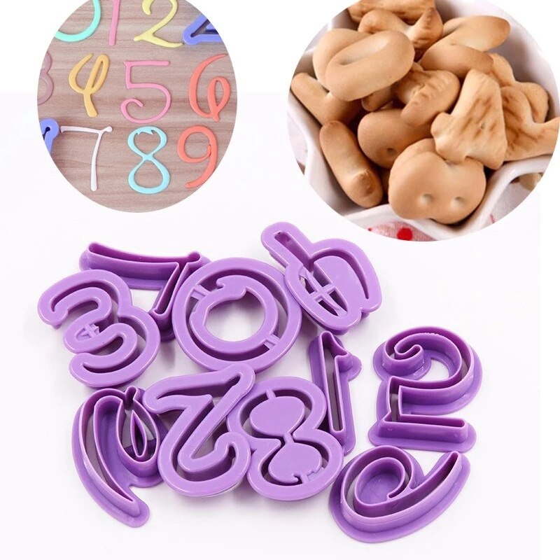 10Pcs Koekjes Bakken Afdrukken Nummer Mold Cookies Cutter Woord Drukt Stempel Cake Embossing Mould Keuken Dessert Gebak Diy Gereedschap