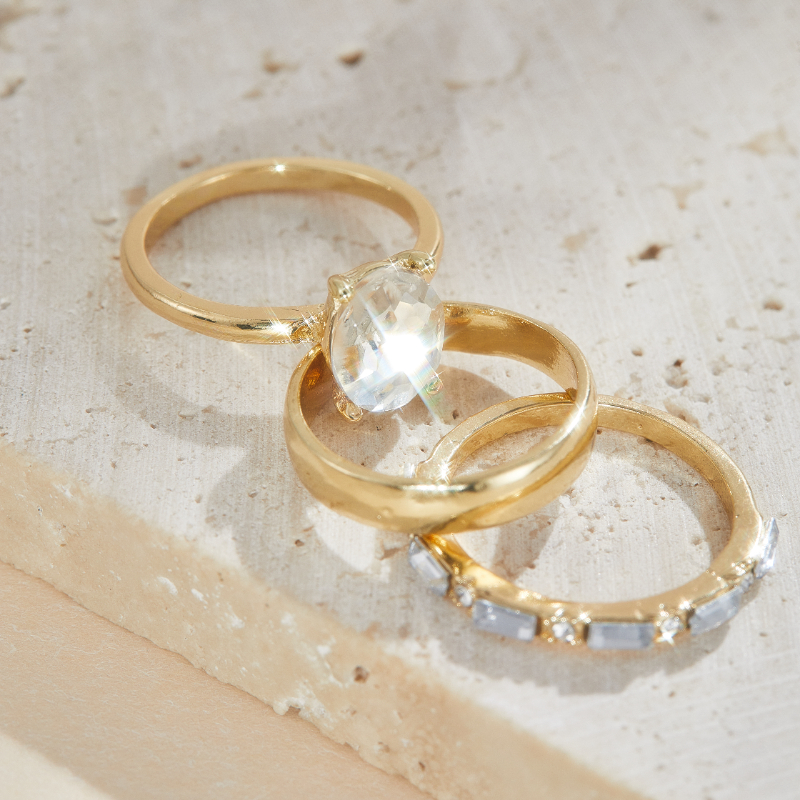 3 stk/sæt ovale cubic zircon ringe til kvinder luksuriøse aftagelige damesmykker brude vielsesring tilbehør