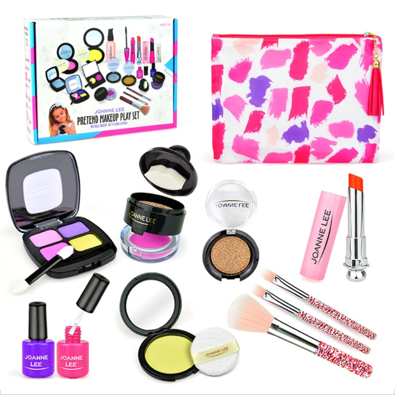 Girls Make Up Toy Set Pretend Play Princess Pink Makeup Beauty Safety Non-toxic Kit Toys for Girls Dressing Cosmetic Travel GXMB